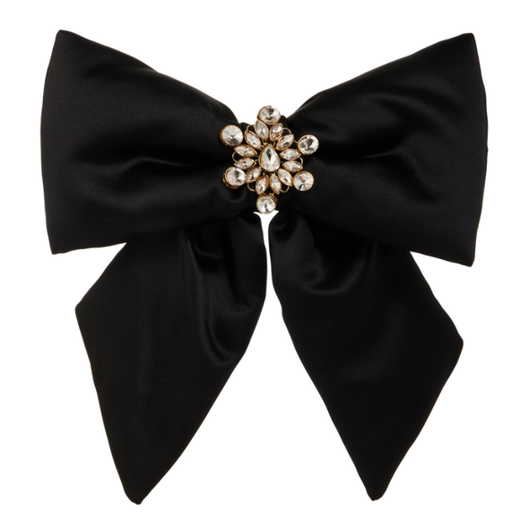 Raz 11" Black Satin Bottle Bow with Jewels Christmas Ornament 4627860