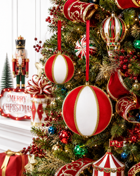 Raz 5" or 8" Red and White Stripe Christmas Ornament-4