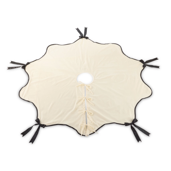 Raz 60" Ivory Velvet and Satin Black Bow Christmas Tree Skirt 4652165