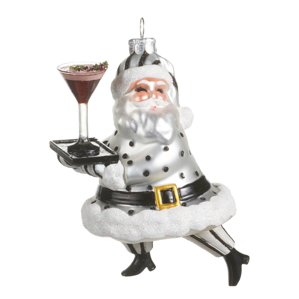 Raz 4.25" Espresso Service Santa Glass Christmas Ornament 4652902 -2