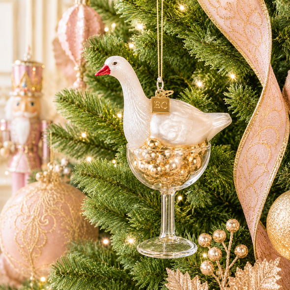 Raz Eric Cortina 5.25" Goldie the Goose Glass Christmas Ornament 4653162-2