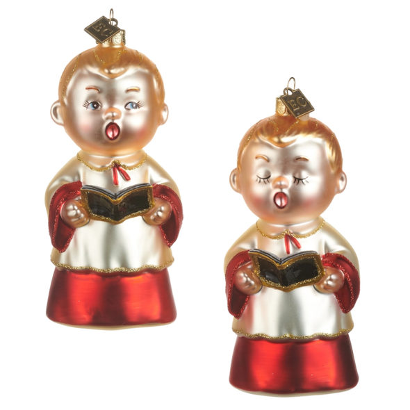 Raz Eric Cortina 5" Holly Street Choir Boys Glass Christmas Ornament 4653178
