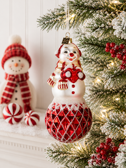 Raz Eric Cortina 7" Snowman Love Glass Christmas Ornament 4653182-2