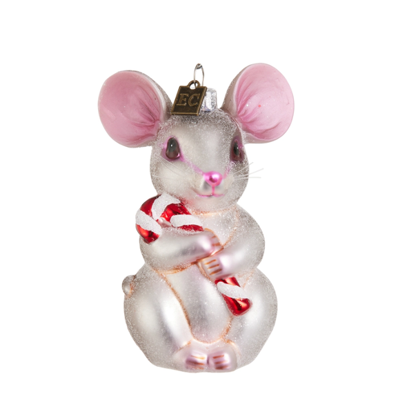 Raz Eric Cortina 4.25" Night Before Christmas Mouse Glass Christmas Ornament 4653191