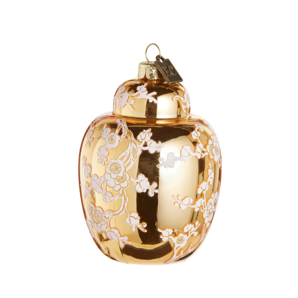 Raz Eric Cortina 3.5" Golden Ginger Jar Glass Christmas Ornament 4653206
