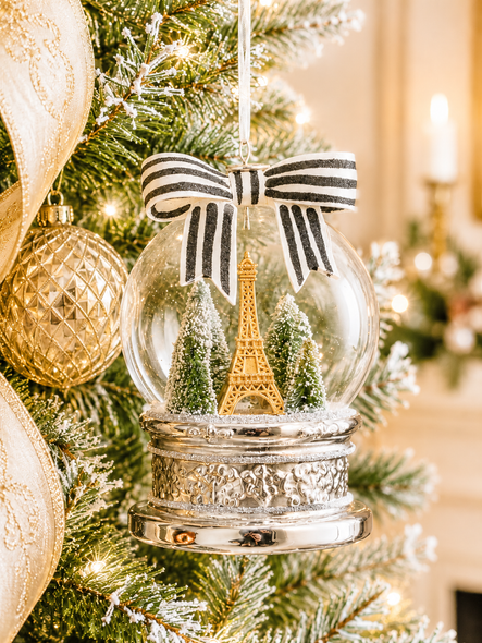Raz Eric Cortina 5.5" Midnight in Paris Globe Glass Christmas Ornament 4653232-2