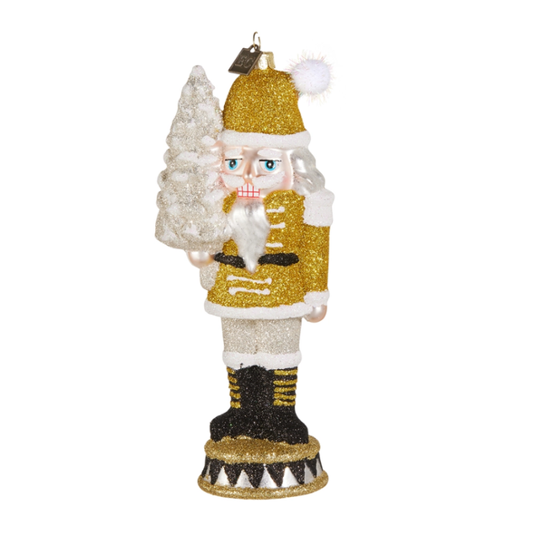 Raz Eric Cortina 7" Glitter Pop Gold Nutcracker Glass Christmas Ornament 4653234 -2