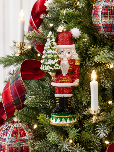 Raz Eric Cortina 7" Red Glitter Pop Nutcracker Glass Christmas Ornament 4653235-2