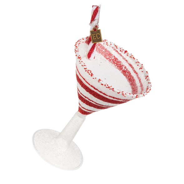 Raz Eric Cortina 6" Glitter Pop Peppermint Christmas Cocktail Glass Christmas Ornament 4653236 -2