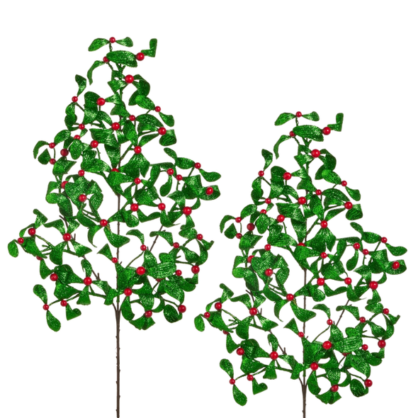 Raz 28" Set of 2 Glittered Mistletoe Christmas Tree Spray F4602469