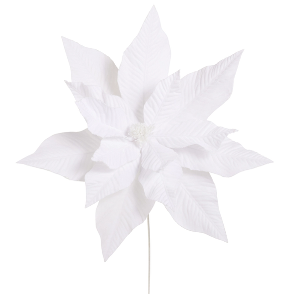 Raz 28" White Velvet Poinsettia Christmas Tree Pick F4631092