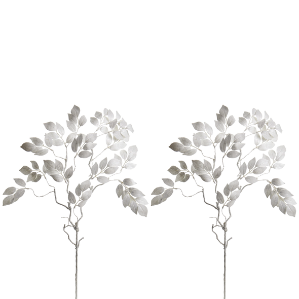 Raz 36" Set of 2 White Leaf Christmas Tree Spray F4633135