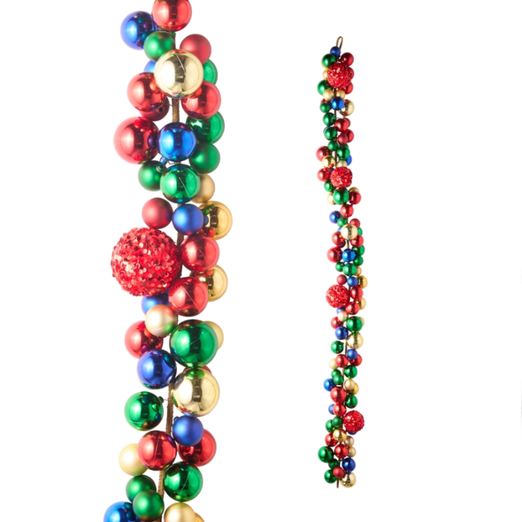 Raz 5' Red, Blue Green and Gold Ball Christmas Garland G4602473