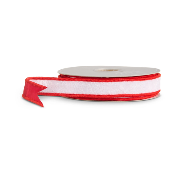 Raz 1" or 4" White Velvet and Red Satin Wired Christmas Ribbon -2
