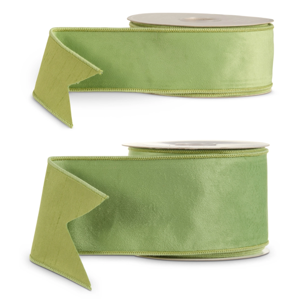 Raz 2.5" or 4" Sage Green Wired Christmas Ribbon
