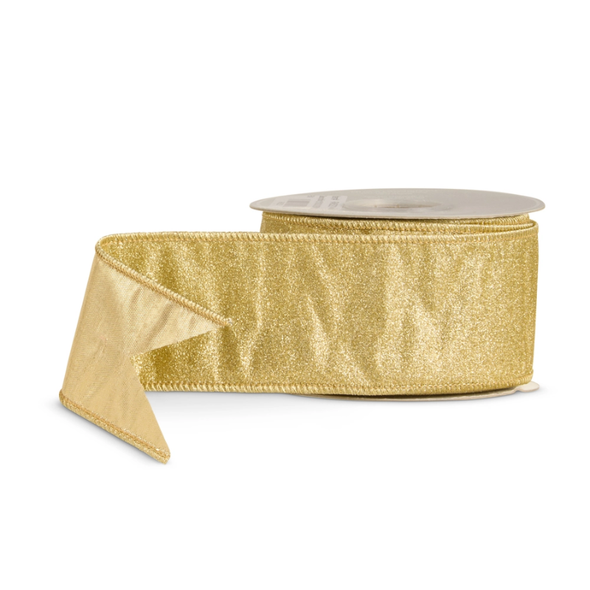Raz 2.5" X 10 Yds Gold Glittered Wired Christmas Ribbon R4652202