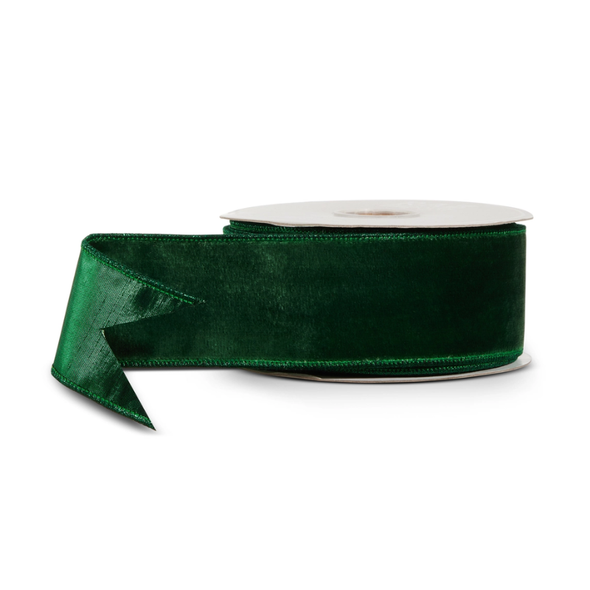 Raz 2.5" or 4" Emerald Velvet Wired Christmas Ribbon -2