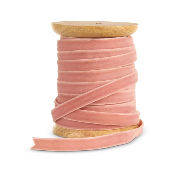 Raz 0.5" X 10 Yds Spool of Light Pink Velvet Unwired Christmas Ribbon R4670505