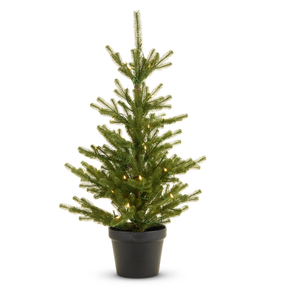 Raz 36" or 48" Real Feel Lighted Potted Fir Christmas Tree -2