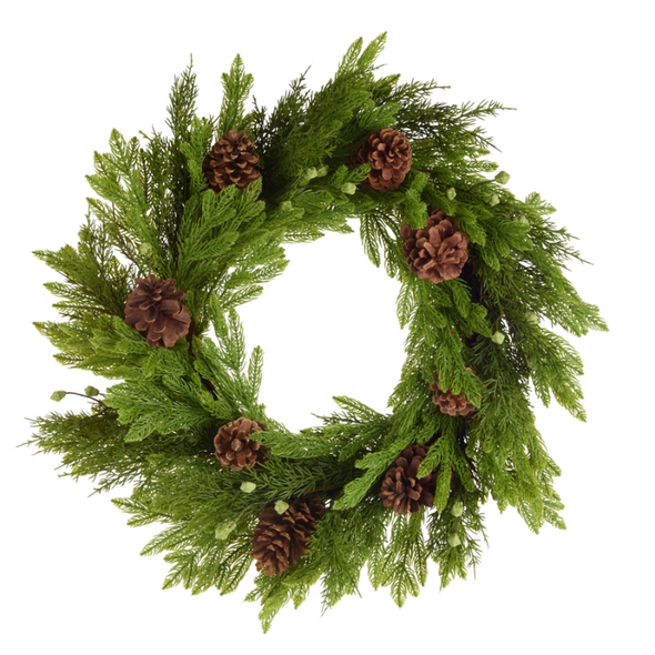 Raz 28" Real Touch Real Feel Berry, Pine and Pinecone Christmas Wreath W4617788 -2