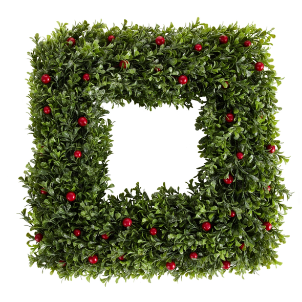 Raz 16" Iced Square Cedar Christmas Wreath W4641771 -2