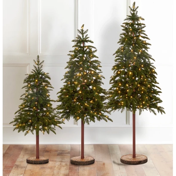 Raz 3.5', 4.5', or 5.5' Pre-Lit Real Feel Fir Christmas Tree on Stand