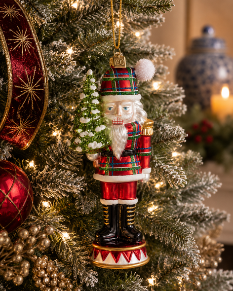 Raz 7.5" Eric Cortina Plaid Nutcracker Ornament 4653176