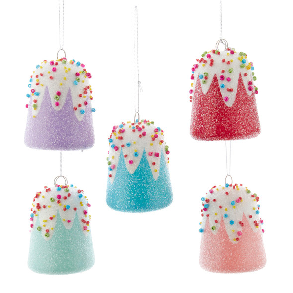Kurt Adler 4" Set of 5 Multicolor Frosted Gumdrop Christmas Ornaments J8266