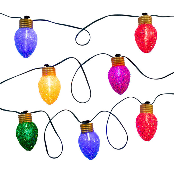 Kurt Adler 15' UL 7L LED Multicolor Jumbo Glittered C9 Bulb Christmas Light Set UL1759