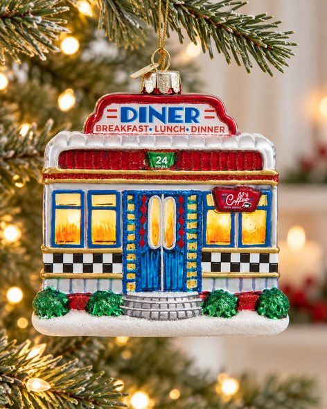 Kurt Adler Noble Gems™ 4.5" Retro Diner Glass Christmas Ornament NBX0213-9