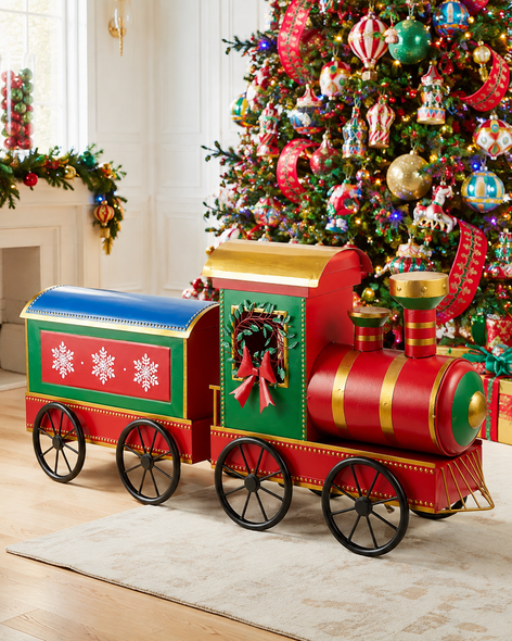 Raz 24" Metal Lively Locomotive Train Large Christmas Decoration 4617079-2
