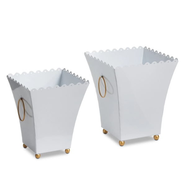 Raz 10" White Eyelet Trim Containers 4657262