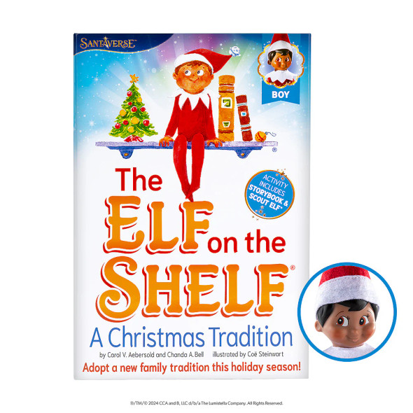The Elf on the Shelf : A Christmas Tradition Box Set includes African American boy scout elf The Elf on the Shelf : A Christmas Tradition Box Set includes African American boy scout elf