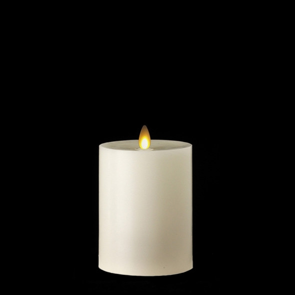 Liown 3.5" x 5" or 7" or 9" Flat Top Moving Flame Ivory Unscented Pillar Battery Candle