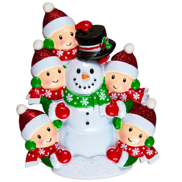 Ornamento Personalizzato Per Famiglia 2023 – Pupazzo Di Neve Famiglia Di 4, In Poliresina Dipinto A Mano, Decorazione Natalizia Con Scritta Personalizzabile