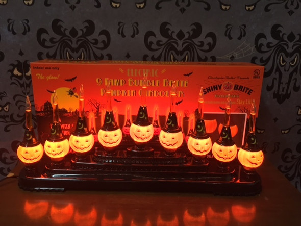 Christopher Radko Shiny Brite Halloween Bubble Bright Pumpkin Light Candolier 4027908-2 Christopher Radko Shiny Brite Halloween Bubble Bright Pumpkin Light Candolier 4027908-2