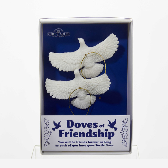 Kurt Adler 4.5" Friendship Dove Christmas Ornaments Set of 2 C6699