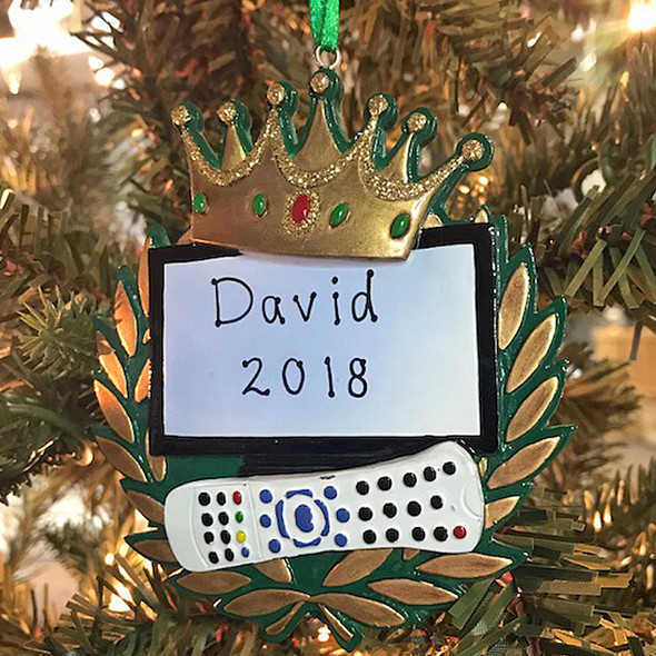 Kurt Adler 3.75" King Of The Remote Personalized Christmas Ornament W8213