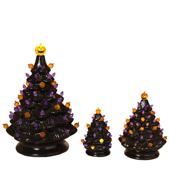 Alberi di Halloween in ceramica illuminati a batteria con suono 2551760