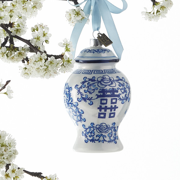 Raz eric cortina 4" delft pot de gingembre ornement de Noël en verre 3953034