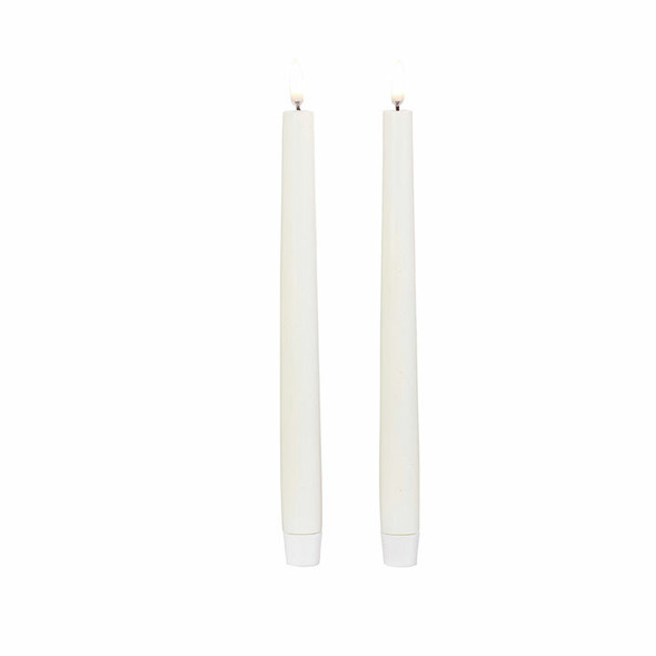 Conjunto de velas cônicas sem cheiro de marfim de chama móvel de 11" Uyuni com 2 4034513 -2