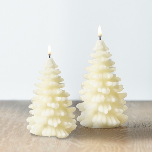 Uyuni 7" eller 8" Ivory Christmas Tree Flicker Flame Candle