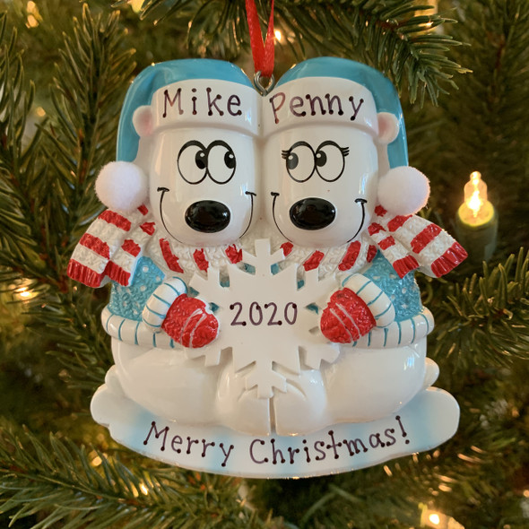 Polar Bear Couple Our First Christmas Personalized Christmas Ornament OR1450