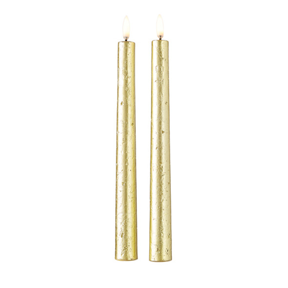 Uyuni 11" Moving Flame Gold Taper Candle Set of 2 4134522 -2
