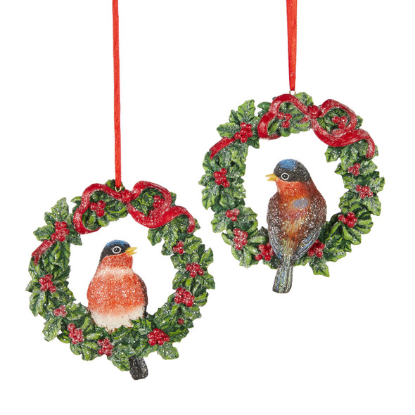 Raz 4,5" Vogel im Kranz Weihnachtsschmuck 4107015 -2