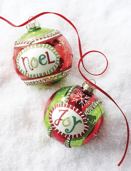 Raz 4" Joy or Noel Glass Ball Christmas Ornament 4112513