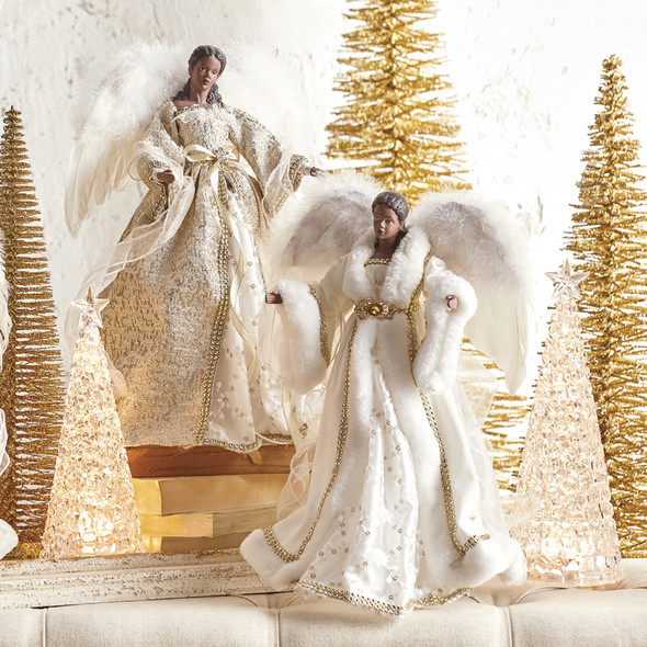 RAZ Imports Large 18.5" Golden Ivory Angel with Harp Tree Topper Decor Christmas 
