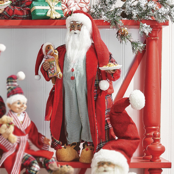 Raz 18" Papai Noel para dormir com prato de biscoitos de Natal Figura 4115558