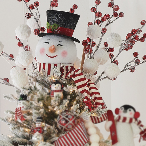 Chapéu de coco para árvore de natal com cabeça de boneco de neve Raz 13,5" 4116130