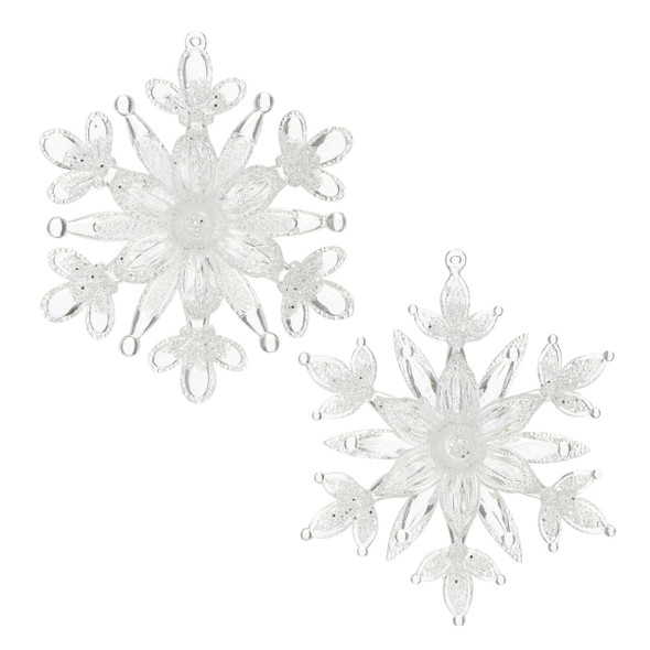 Raz 5 "Set di 2 ornamenti natalizi con fiocchi di neve glitterati 4119051 -2